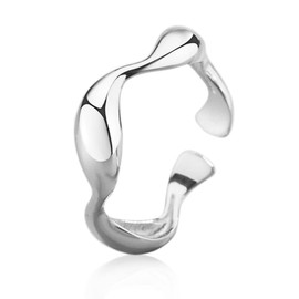 COLORFUL BLING Dainty Polished Chunky Statement Rings Thick Irregular Round Circle Grooved Stackable Band Rings for Women Minimalist Jewelry-style2