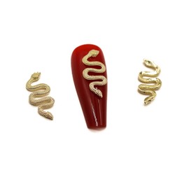WOKOTO 50pcs Gold Snake For Nail Art Charms Alloy Snake Nail Charms For Nails Nail Snake Charms Gold Nail Charms For Women Nail Art 3D Charms For Acrylic Nails Snake Nail Jewels Gold Nail Studs