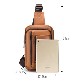 LOONGYOON Men's Leather Shoulder Bag Retro Casual Vertical Bag Business Travel Multi Zipper Pocket Handbag Chest Crossbody, brown, Unit size, Stylish and retro