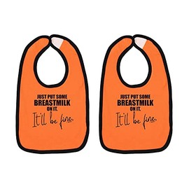 Cute Baby Clothes Gifts Put Some Breast Milk On It It'll Be Fine Breastfeeding Baby Bib Orange/Black 2-Pack