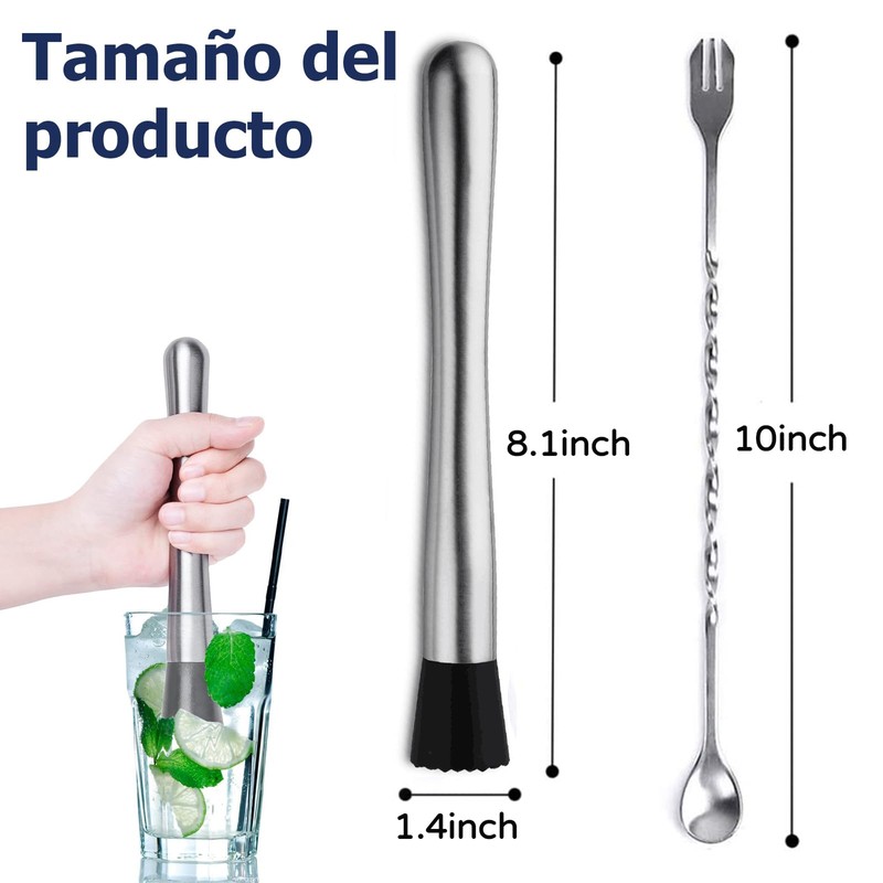 Muddler De Cóctel De Acero Inoxidable, Muddler Para Cócteles, Cocktail