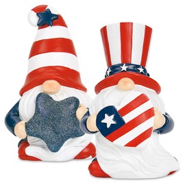 Current Patriotic Gnome Figurines 4th of July Table-Top Decorations - Set of 2, Resin 5 Inches Tall, USA Stars & Stripes
