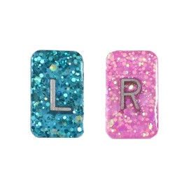 Glitter X-Ray Markers - Glitter Epoxy Resin with Lead Letters L & R - NO INITIALS - Small Rectangle Generic Markers Include Extra Strength Adhesive Strips - Reusable & Washable