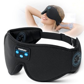 Voerou Sleep Headphones 3D Sleep Mask with Bluetooth, Adjustable Wireless Eye Mask for Sleeping for Women Men, Sleeping Headphone with Ultra-Thin Stereo Speakers Perfect for Sleep Naps