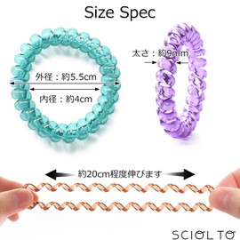 SCIOLTO Hair Elastic Spring Spiral [Set of 10 Colors] Clear Color Stylish Hair Accessories Colorful Hair Closure
