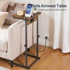 HOOBRO C-Shaped End Table with Charging Station, Adjustable Height Couch