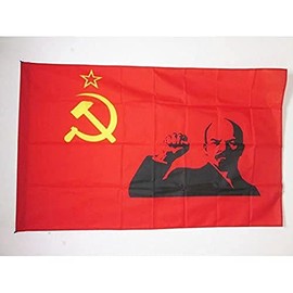 AZ FLAG - Flagge Sowjetunion Udssr Mit Lenine Erhobener Faust - 150x90 cm - Kommunismus Fahne 90 x 150 Cm Scheide Für Mast - Flaggen
