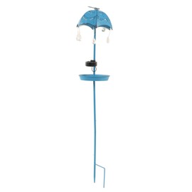 Solar Bird Feeder LED Floor Lamp with Feeding Tray Umbrella Decoration Outdoor Garden Light