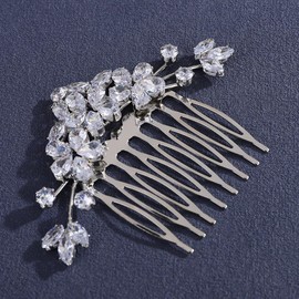 Missgrace Bridal Rhinestones Hair Comb Sparkling Dainty Rhinestones Headpiece for Women Flower Elegant Hair Comb Hair Accessoires for Bride