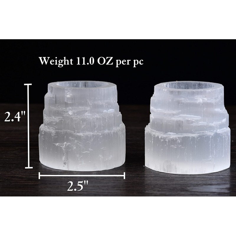 AMOYSTONE Selenite - Portavelas de cristal redondo para velas de