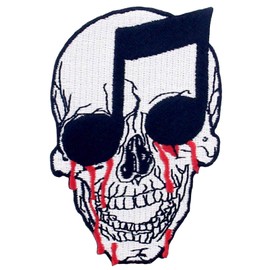 ZEGINs Musical Notation Bloody Skull Patch Embroidered Punk Applique Iron On Sew On Emblem