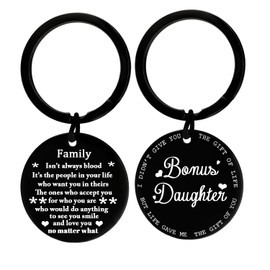 To My Bonus Daughter: Stepdaughter Gifts From Stepmum & Stepdad - Christmas & Birthday Gift Keyring