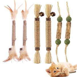 Juguetes para Gatos Gato Catnip, 6pcs Palitos para Limpieza de Dientes de Gato,Hierba Gatera Palitos para Masticar Limpieza de Dientes, Naturales...  