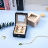 SANQIANWAN Small Leather Jewelry Box with Glass Top Mini Ring