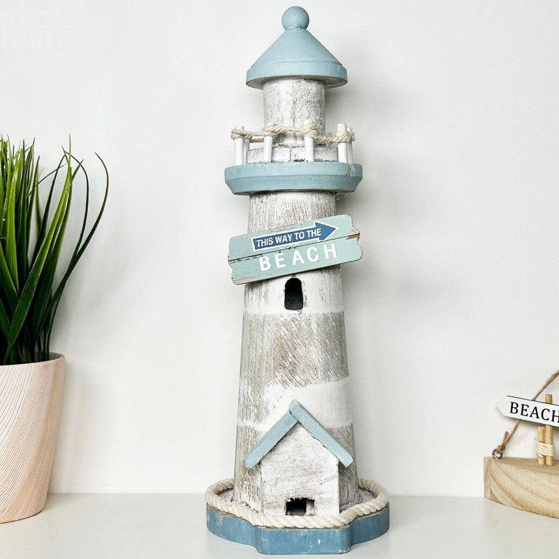 Wooden Lighthouse Ornament Nautical Beach Sign Seaside Bathroom Decoration Gift