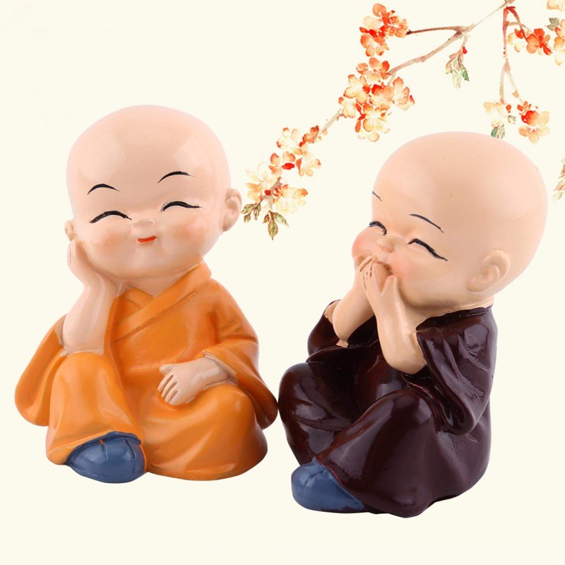 Tiiyee 4 Monks Figurine Statue, Little Monks Hear No Evil