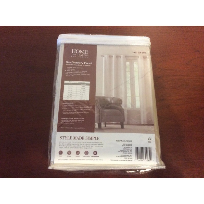 Home Decorators Collection 84" Drapery Panel Curtain Natural Cotton Duck