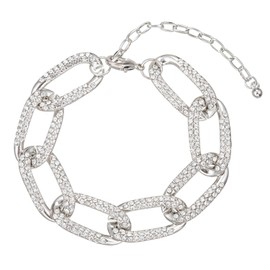 kelistom 18K White Gold Plated Cuban Link Anklet for Women Men Iced Out Rhinestones Filled Chain Ankle Bracelets for Women with Paperclip Extension