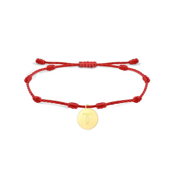Dcfywl731 7 Knot Lucky Red String Bracelets Initial Bracelet Adjustable