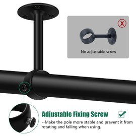 Ceiling Curtain Rod Brackets, Black Curtain Rod Bracket, Heavy Duty Metal Curtain Rod Brackets, 25mm, Stainless Steel Curtain Rod Hooks, Flange, Closet Rod