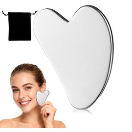 Gua Sha, Herramienta de Masaje de Acero Inoxidable Guasha, Herramienta de Guasha Facial, para Cara Cuerpo Cejas Cuello