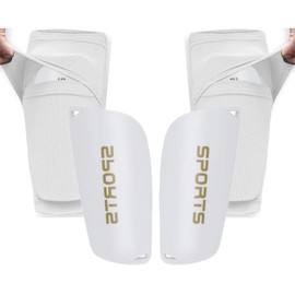 Soccer Shin Guards for Kid Youth Teen Adult - Shin Guards Sleeves with Inserted Pocket Cushion Protection Reduce Shocks and Injuries for TeamSports (White, Large)