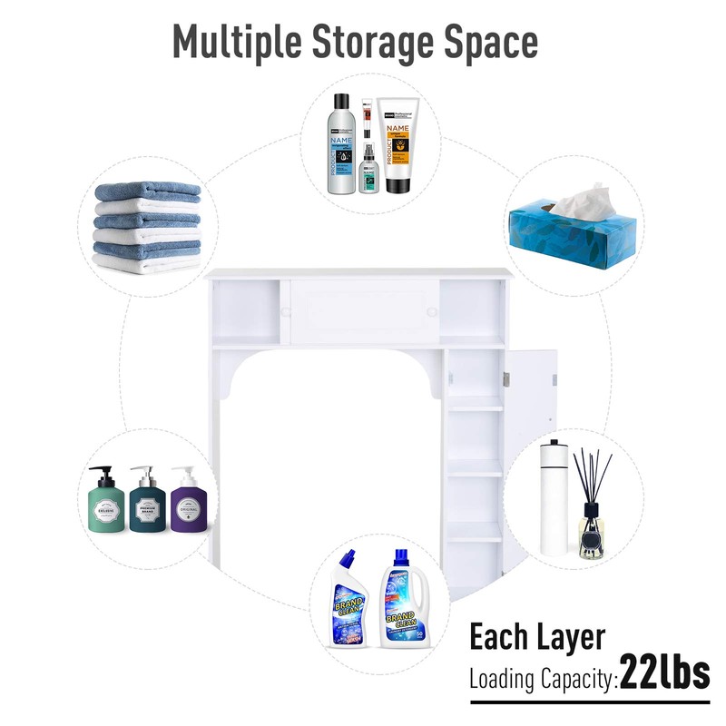 HOMCOM Freestanding Over Toilet Bathroom Storage Cabinet - White