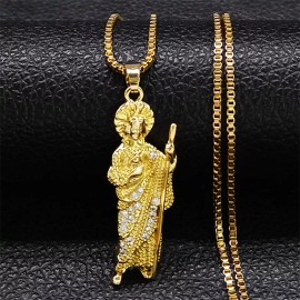 TENDER LIHOME Collar Medalla San Judas Tadeo Cadena Dije Acero Inoxidable