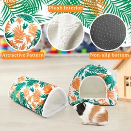 Guinea Pig House and Tunnel Set Soft Guinea Pig Hideout Washable Guinea Pig Bed with Non-Slip Bottom Dwarf Rabbit Bunny Ferret Hut and Toy for Cage Accessories