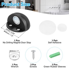 PATIKIL No Drilling Magnet Door Stop, 1 Pack Dome Shaped Floor Mount Door Stopper Self Adhesive Wall Protector Catch Door Holder for Home Office Bedroom Keep Door Open, Black