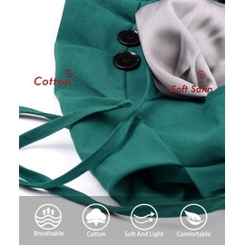 Satin Lined Work Cap with Button for Long Hair Women, Hunter Green, One Size