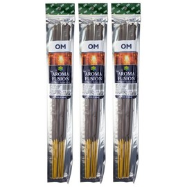 3 - Aroma Fusion 19"" Jumbo Hand Dipped Incense 10-Stick Packs - OM Scent, Green, AF19CH3