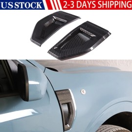 car-attention Carbon Fiber Front Side Air Vent Outlet Fender Cover Trim For FORD Maverick 2022
