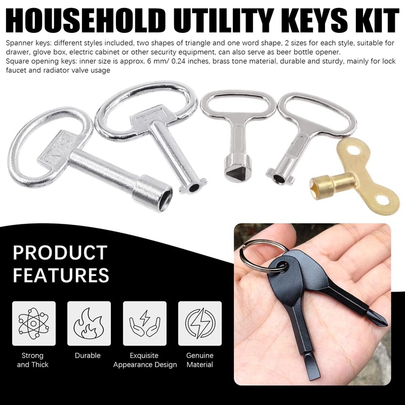 AHEJIOO 13 Heater Bleed Key Set, Square Key Bleed Key,