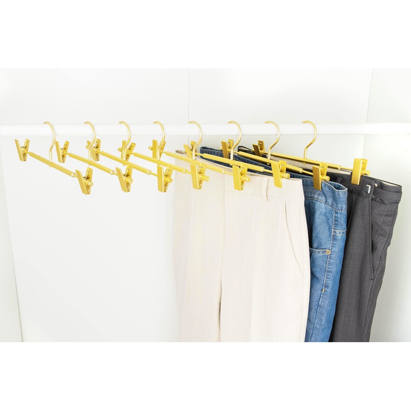 Amber Home 10 Pack Ultra Light Gold Trouser Hangers Skirt