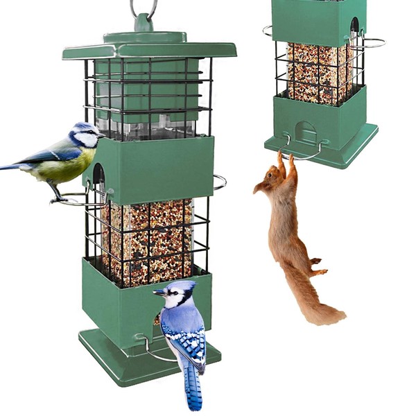 Squirrel Proof Bird Feeder,Bird Feeders for Outdoors Hanging, Metal Birds