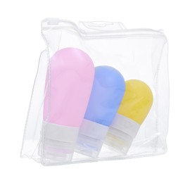 PACKOVE Travel Dispenser Bottle Set 5-Pack Silicone Squeeze Lotion Containers 3oz Empty Travel Toiletries for Shampoo Conditioner Wash TSA Approved