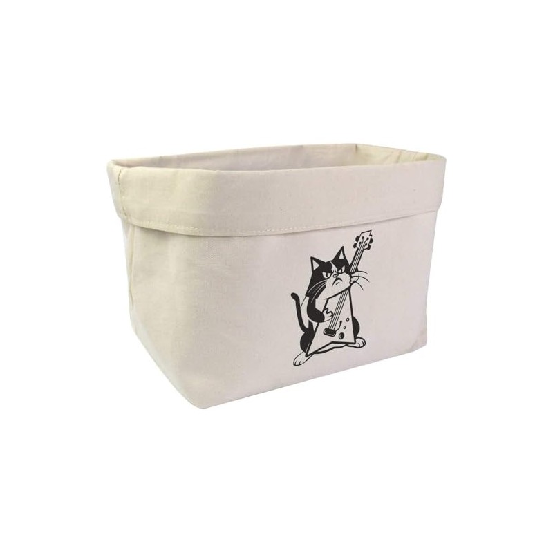 Large 'Mad Cat Playing Electric Guitar' Canvas Organiser/Storage Bag (OR00033603)