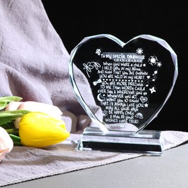 Gifts for Daughter from Mum or Dad, Glass Heart Shaped Keepsake with Blessings, Novelty Crystal Sign Birthday Presents for Girls Daughter on Graduation Christmas