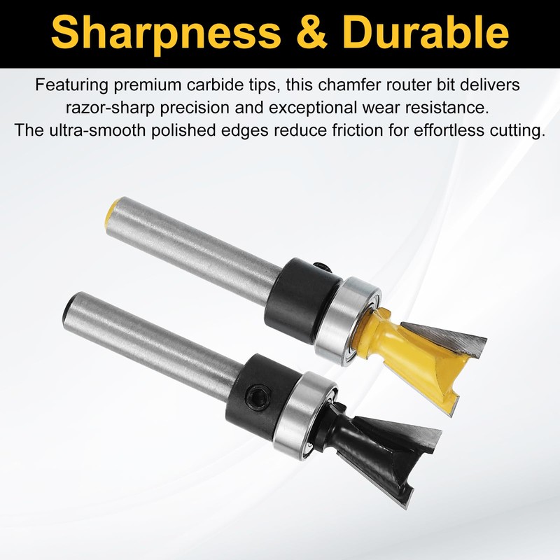 sourcing map 4pcs Dovetail Router Bits 1/4" Shank 1/2+5/8" Dia