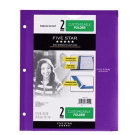 Five Star Customizable Plastic Folder 2 Pocket - Color Will Vary
