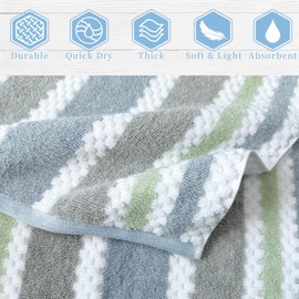 Waffle Washcloths for Bathroom, Striped Wash Cloths 6 Pack 13"x13" - Cotton & Polyester | Quick Dry | Thick | Absorb, Decorative Soft Face Wash Cloths, Navy Grey Green and White Checkered