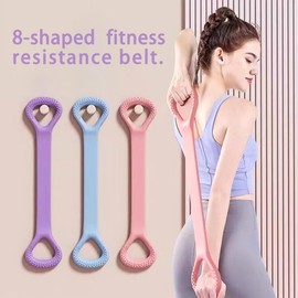 8-Shaped Resistance Belt, arm Back and Shoulder Exerciser, Tension Belt, Elastic Rope, Elastic Fitness Belt, Hand Stretcher, Yoga Pilates Belt, arm Exerciser for Stretching Physical Therapy (Blue)