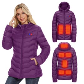 OAOA innovation Womens Heated Jacket with 10000mAh Battery Pack, Dual Control Button Heated Coat（L）