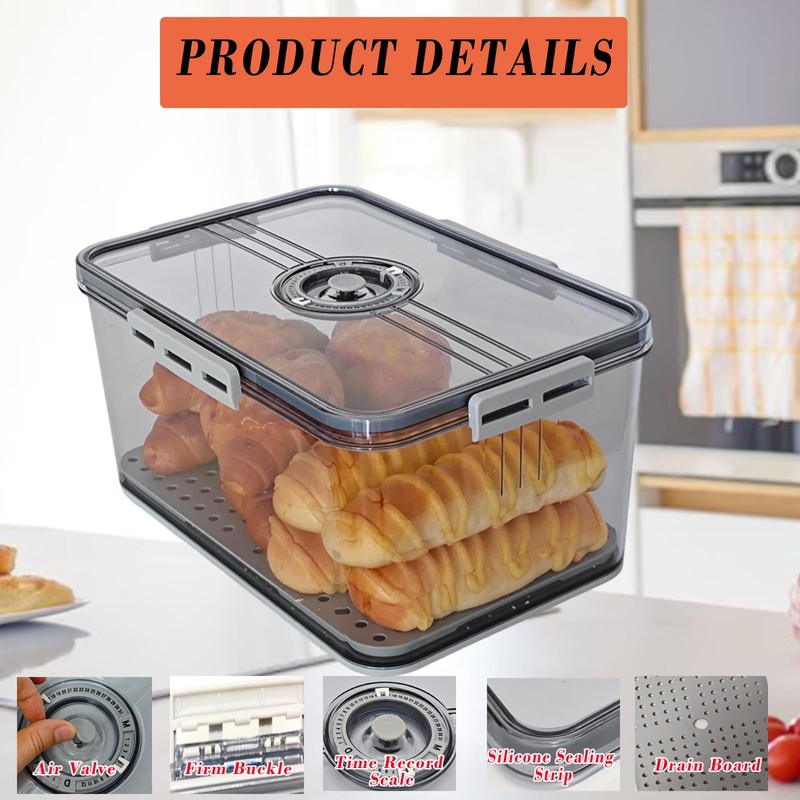 Bread Box Bread Boxes with Lid for Kitchen Counter, Airtight