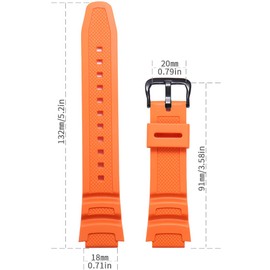 WRISTARMOR men's resin watch band Replacement for Casio AE-1100w SGW-300H AE-1000w AE-1200 W-218H waterproof sport Watch strap(Orange Black buckle)