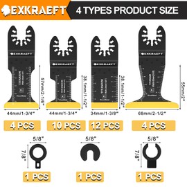 EXKRAEFT 30 PCS Oscillating Tool Blades, Universal Titanium Multi Tool Blades for Metal Nails Wood Plastic and Hard Material, Oscillating Saw Blades Fit Dewalt Milwaukee Ryobi Rockwell Fein