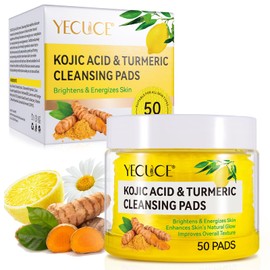 Turmeric Kojic Acid Cleansing Pads - Exfoliating Facial - Radiance & Glow Organic Skin Care - 50 Pcs