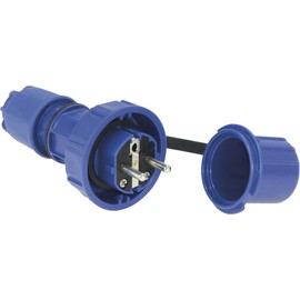 SIROX Pressure-Waterproof Protective Contact Plug, Blue, IP66/IP68, 250 V, 10 A, Hinged Cover, Made in Germany