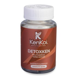 Detoxken - Prebióticos y Probióticos con Carbón Activado, 10 Billones UFC, 60 Cápsulas para Salud Digestiva                                           